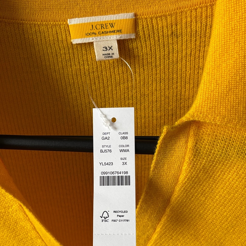 J. Crew Sunny Yellow V-Neck Collared Short-Sleeve Sweater - Picture 2 of 3